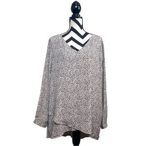 NWT Chelsea + Theodore Boho Leopard Print Sz XXL Long-Sleeve Blouse